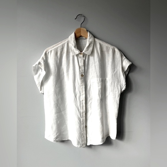 ZARA Linen Button Up Top (size medium) - Picture 7 of 8